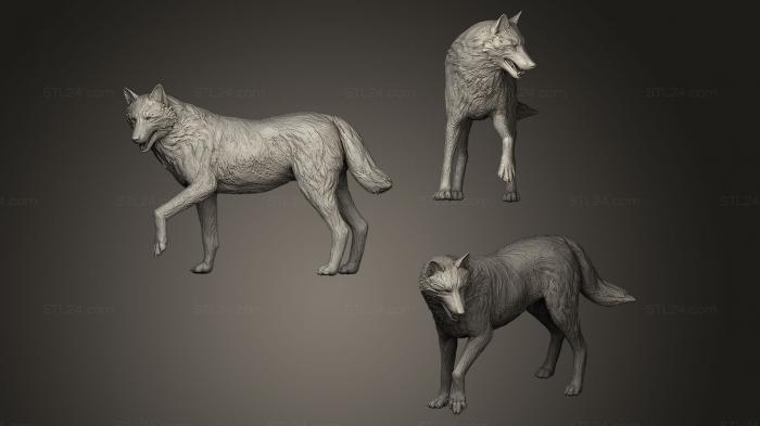 Статуэтки животных (Волк Позирущий, STKJ_0476) 3D модель для ЧПУ станка